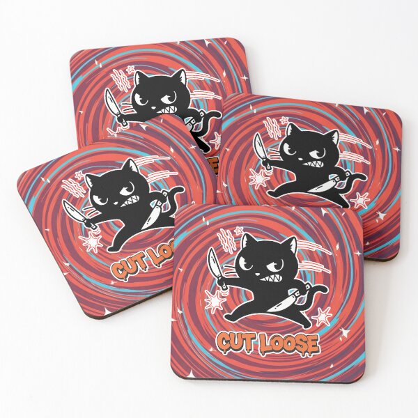 Item preview, Cut Loose Black Cat Knife Cartoon designed and sold by Taridesign.