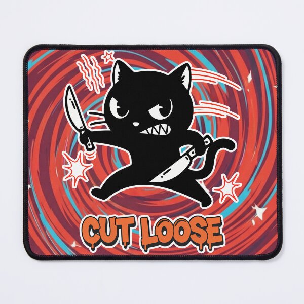 Item preview, Cut Loose Black Cat Knife Cartoon designed and sold by Taridesign.