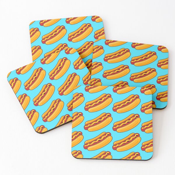 Item preview, Grilled Hot Dog Pattern on Bright Sky Blue designed and sold by ArtVixen.