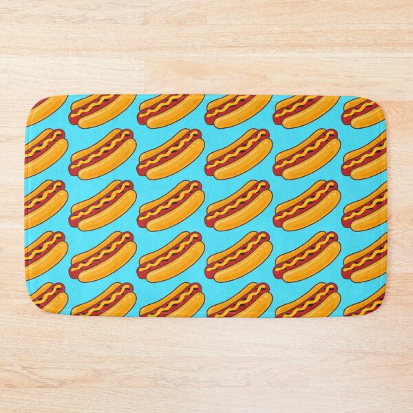 Item preview, Grilled Hot Dog Pattern on Bright Sky Blue designed and sold by ArtVixen.