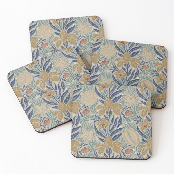 Item preview, Large Coastal Seashell Botanical Art Nouveau Pattern Design designed and sold by DColourMuse.