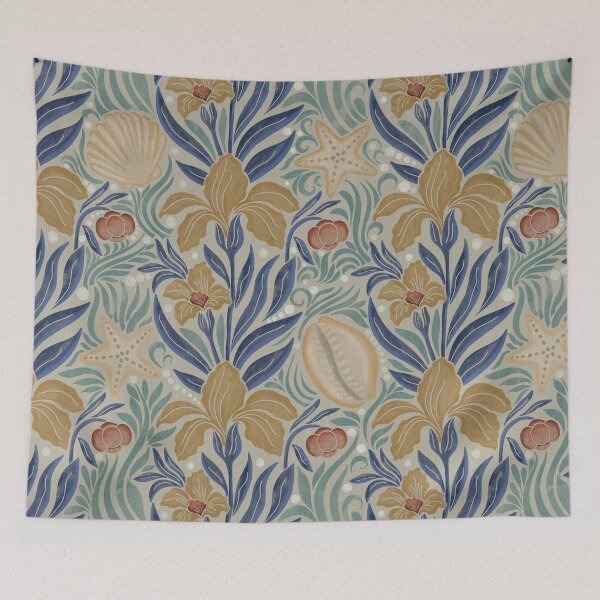 Item preview, Large Coastal Seashell Botanical Art Nouveau Pattern Design designed and sold by DColourMuse.