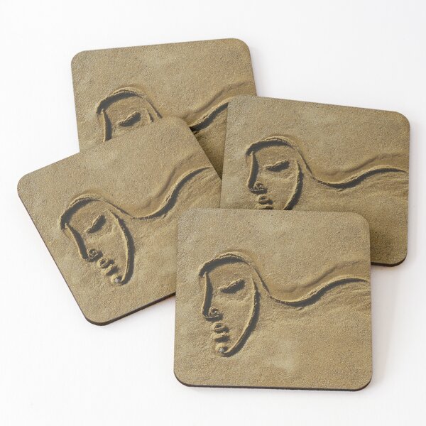 Item preview, Flowing Hair Face Drawing In Sand designed and sold by chase-thewave.