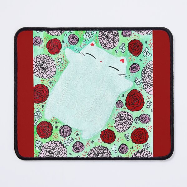 Item preview, Roses at Rest - White Cat Mixed Media - Day 59 of 365 designed and sold by BeeandKiwi.