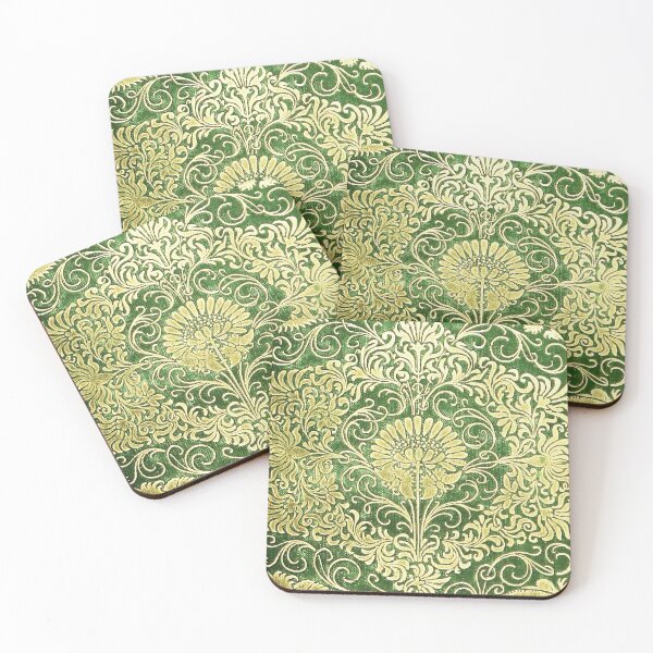 Item preview, Flowered Baroque Gold Ornament Pattern ✍– Vintage Green Decorative Design designed and sold by WheelieGdArt.