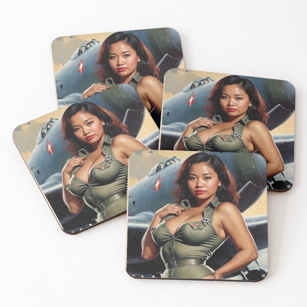 Item preview, South Pacific Asian WWII Aviation Pin-Up Girl – 1940s Retro Nose Art designed and sold by MissSaylor.