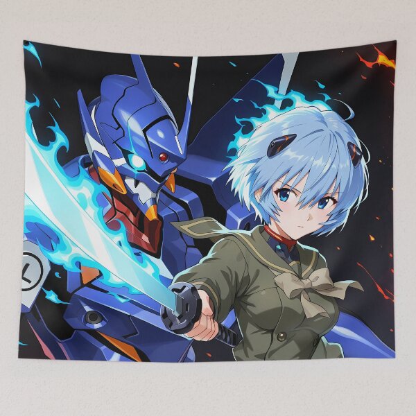 Item preview, Rei Ayanami Neon Genesis Evangelion Anime Girl Waifu Mecha Sword Flame designed and sold by 108Recordings.