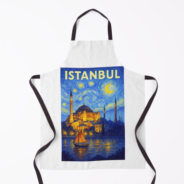 Item preview, ☽ Istanbul ✈ – Starry Night Travel Poster ☾ Türkiye Edition – City of Bridges and Minarets designed and sold by WheelieGdArt.