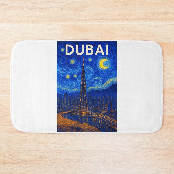 Item preview, ✧ Dubai ✈ – Starry Night Travel Poster ✧ UAE Edition ✧ City of Futures designed and sold by WheelieGdArt.