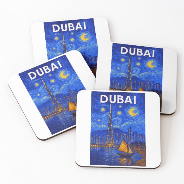 Item preview, ✨ Dubai ✈ – Starry Night Travel Poster – United Arab Emirates Edition – City of Futures ✨ designed and sold by WheelieGdArt.