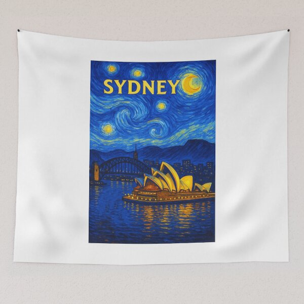 Item preview, ✨ Sydney ✈ – Starry Night Travel Poster – Australia Edition – Harbour of Dreams ✨ designed and sold by WheelieGdArt.