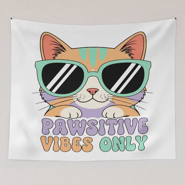 Item preview, cat puns Pawsitive Vibes Only designed and sold by Uglyandcute.
