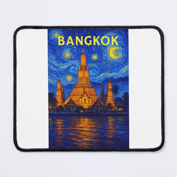 Item preview, ✨Bangkok ✈ – Stary Night / Vincent van Gogh Inspired Travel Poster – Thailand Edition – GOLDEN HEART OF THAILAND✨ designed and sold by WheelieGdArt.