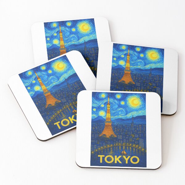 Item preview, ✨Tokyo ✈ – Stary Night / Vincent van Gogh Inspired Travel Poster – Japan Edition – CITY OF LIGHTS AND LANTERNS✨ designed and sold by WheelieGdArt.