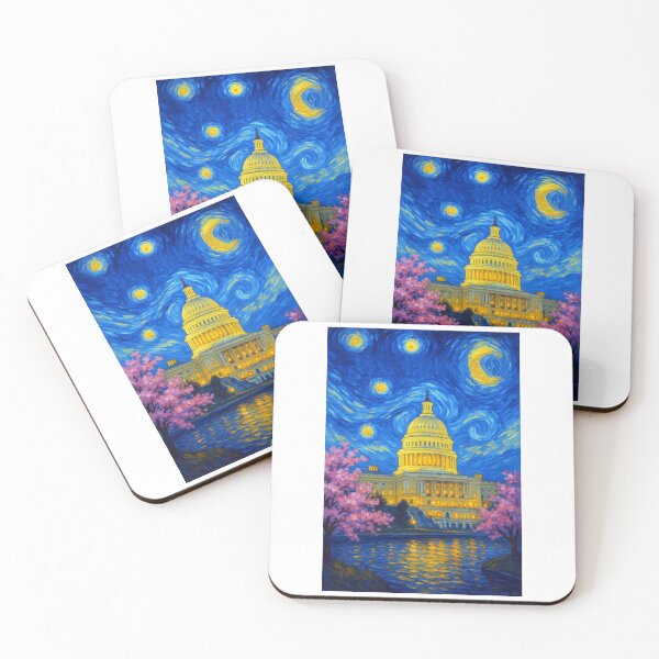 Item preview, ✨Washington, D.C. ✈ – Stary Night / Vincent van Gogh Inspired Travel Poster – United States Edition – CAPITAL CITY - V3✨ designed and sold by WheelieGdArt.