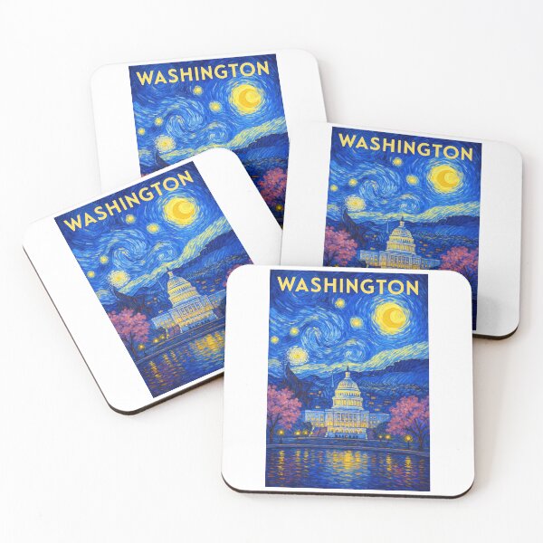 Item preview, ✨Washington, D.C. ✈ – Stary Night / Vincent van Gogh Inspired Travel Poster – United States Edition – CAPITAL CITY - V2✨ designed and sold by WheelieGdArt.