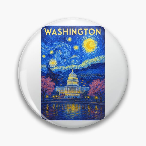 Item preview, ✨Washington, D.C. ✈ – Stary Night / Vincent van Gogh Inspired Travel Poster – United States Edition – CAPITAL CITY - V2✨ designed and sold by WheelieGdArt.