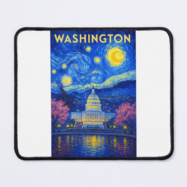 Item preview, ✨Washington, D.C. ✈ – Stary Night / Vincent van Gogh Inspired Travel Poster – United States Edition – CAPITAL CITY - V2✨ designed and sold by WheelieGdArt.