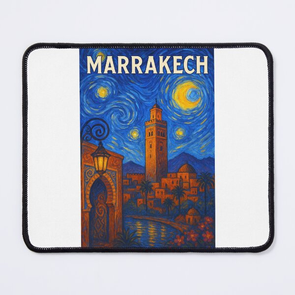 Item preview, ✨Marrakech ✈ – Stary Night / Vincent van Gogh Inspired Travel Poster – Morocco Edition – RED CITY✨ designed and sold by WheelieGdArt.