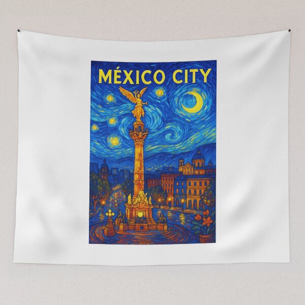 Item preview, ✨Mexico City ✈ – Stary Night / Vincent van Gogh Inspired Travel Poster – Mexico Edition – CITY OF PALACES✨ designed and sold by WheelieGdArt.