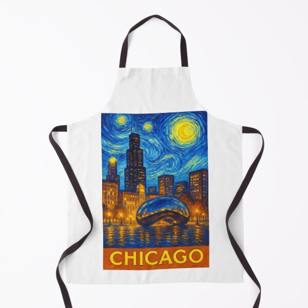 Item preview, ✨Chicago✨ ✈ – Stary Night / Vincent van Gogh Inspired Travel Poster – United States Edition – WINDY CITY✨ designed and sold by WheelieGdArt.