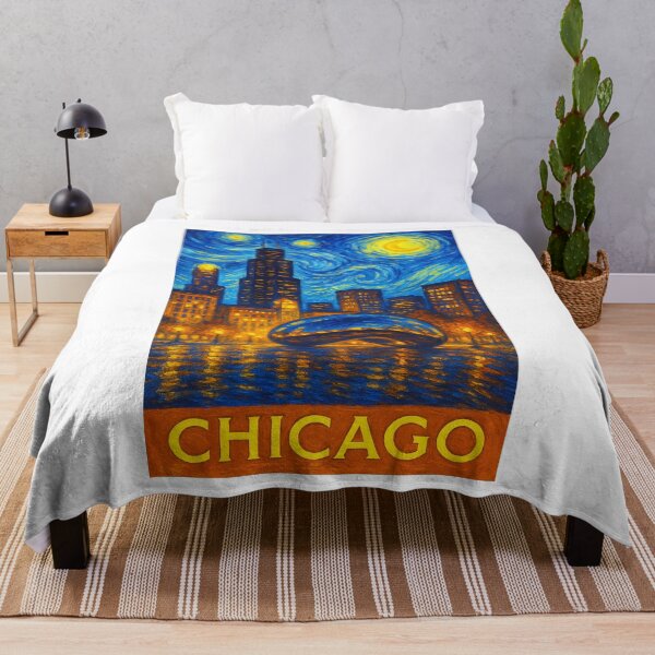 Item preview, ✨Chicago✨ ✈ – Stary Night / Vincent van Gogh Inspired Travel Poster – United States Edition – WINDY CITY✨ designed and sold by WheelieGdArt.