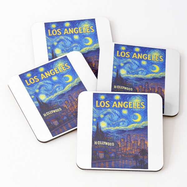 Item preview, ✨Los Angeles ✈ – Stary Night / Vincent van Gogh Inspired Travel Poster – United States Edition – CITY OF ANGELS✨ designed and sold by WheelieGdArt.