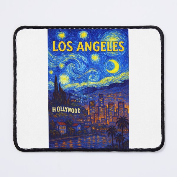 Item preview, ✨Los Angeles ✈ – Stary Night / Vincent van Gogh Inspired Travel Poster – United States Edition – CITY OF ANGELS✨ designed and sold by WheelieGdArt.