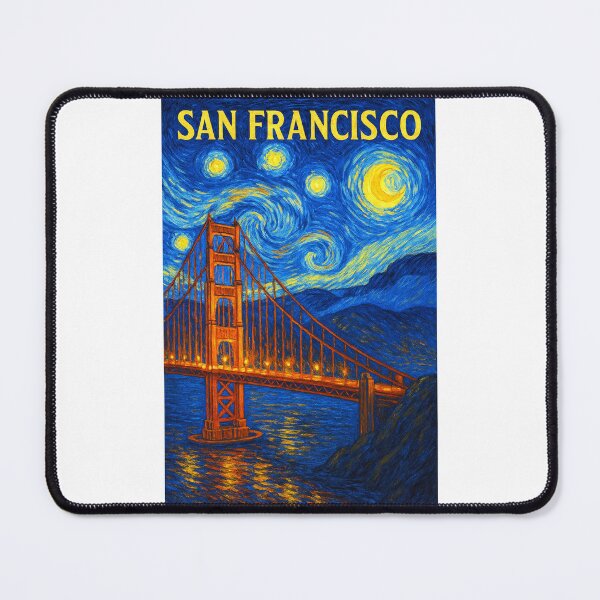 Item preview, ✨San Francisco ✈ – Stary Night / Vincent van Gogh Inspired Travel Poster – United States Edition – CITY BY THE BAY✨ designed and sold by WheelieGdArt.
