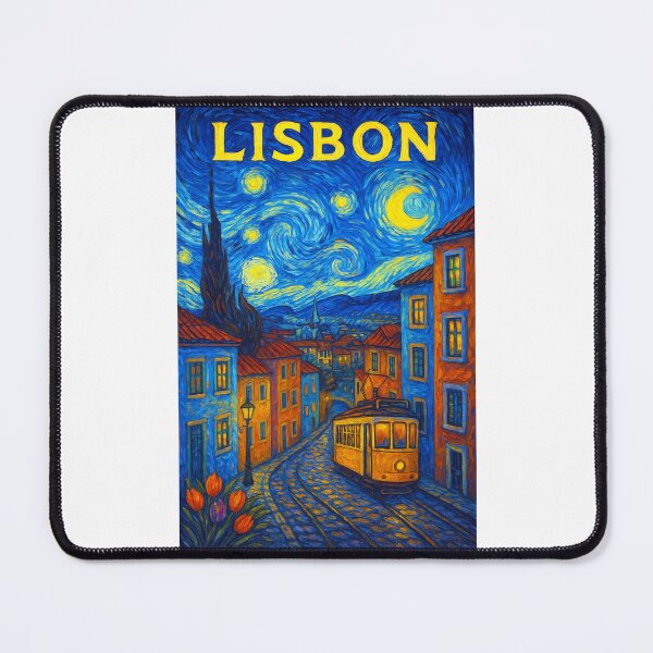 Item preview, ✨Lisbon ✈ – Stary Night / Vincent van Gogh Inspired Travel Poster – Portugal Edition – CITY OF SEVEN HILLS✨ designed and sold by WheelieGdArt.