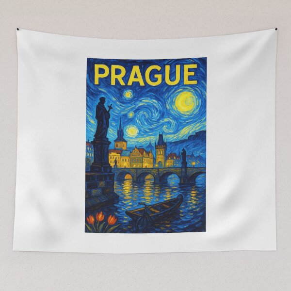 Item preview, ✨Prague ✈ – Stary Night / Vincent van Gogh Inspired Travel Poster – Czech Republic Edition – CITY OF A HUNDRED SPIRES✨ designed and sold by WheelieGdArt.