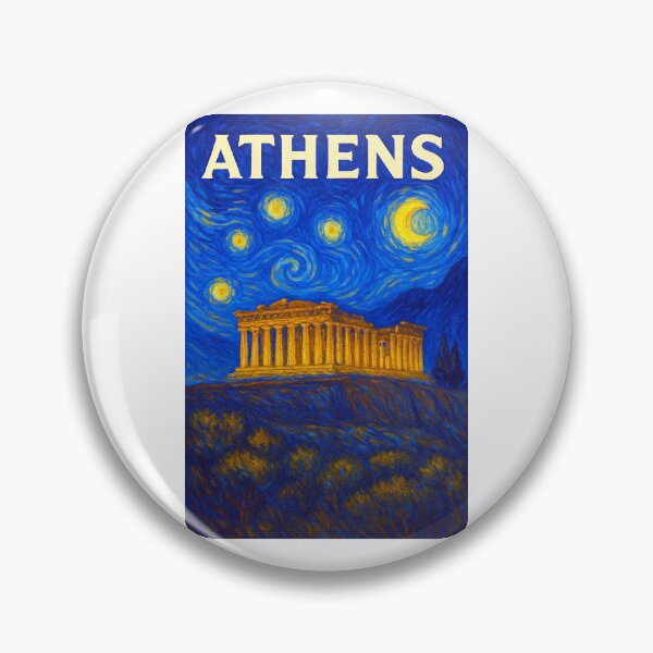Item preview, ✨Athens ✈ – Stary Night / Vincent van Gogh Inspired Travel Poster – Greece Edition – CITY OF GODS✨ designed and sold by WheelieGdArt.