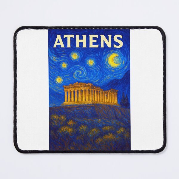 Item preview, ✨Athens ✈ – Stary Night / Vincent van Gogh Inspired Travel Poster – Greece Edition – CITY OF GODS✨ designed and sold by WheelieGdArt.