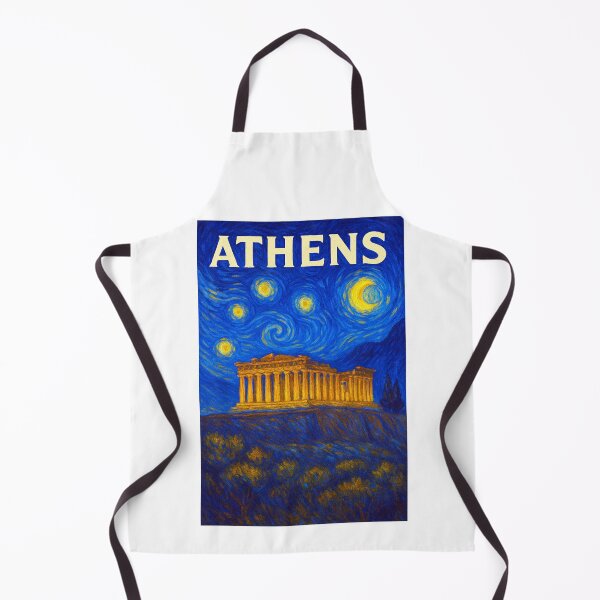 Item preview, ✨Athens ✈ – Stary Night / Vincent van Gogh Inspired Travel Poster – Greece Edition – CITY OF GODS✨ designed and sold by WheelieGdArt.