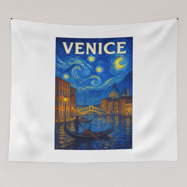 Item preview, ✨Venice ✈ – Stary Night / Vincent van Gogh Inspired Travel Poster – Italy Edition – CITY OF REFLECTIONS✨ designed and sold by WheelieGdArt.