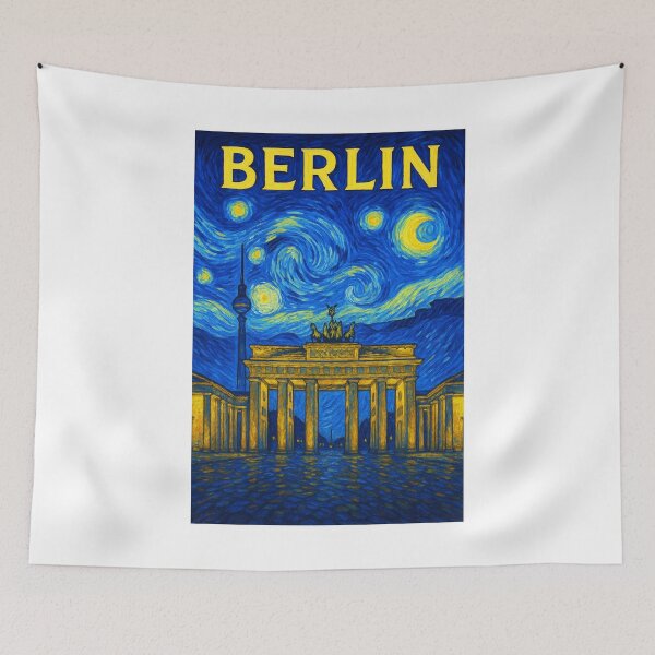 Item preview, ✨Berlin ✈ – Stary Night / Vincent van Gogh Inspired Travel Poster – Germany Edition – CITY OF REINVENTION✨ designed and sold by WheelieGdArt.