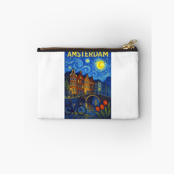 Item preview, ✨Amsterdam ✈ – Stary Night / Vincent van Gogh Inspired Travel Poster – Netherlands Edition – CITY OF CANALS✨ designed and sold by WheelieGdArt.