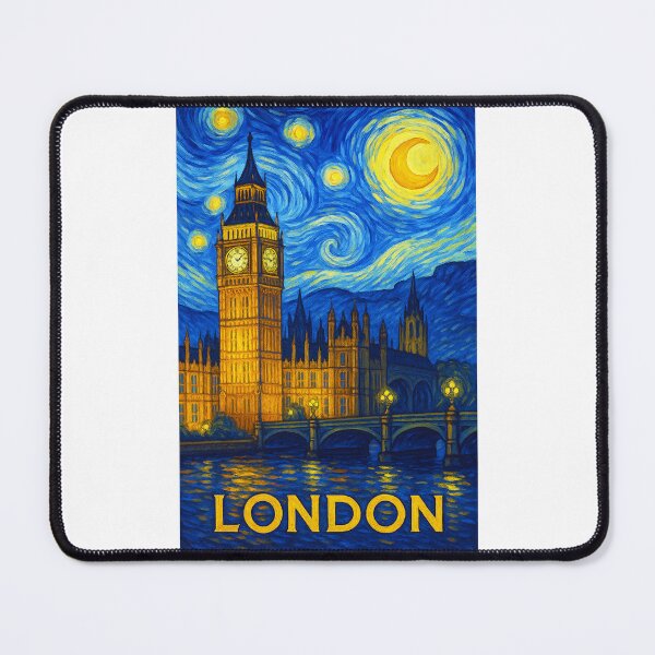Item preview, ✨London ✈ – Stary Night / Vincent van Gogh Inspired Travel Poster – United Kingdom Edition – CITY OF FOG✨ designed and sold by WheelieGdArt.