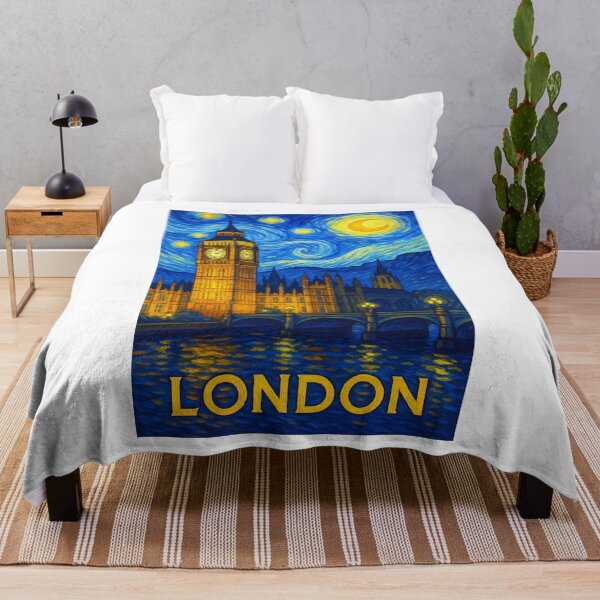 Item preview, ✨London ✈ – Stary Night / Vincent van Gogh Inspired Travel Poster – United Kingdom Edition – CITY OF FOG✨ designed and sold by WheelieGdArt.