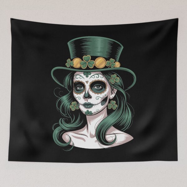 Item preview, Sugar Skull St patricks Day Irish Skull Shamrock designed and sold by PunkNation-Arts.
