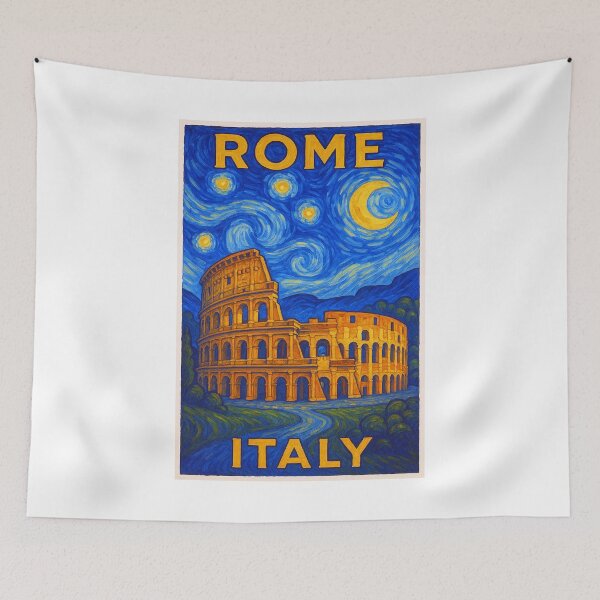 Item preview, ✨Rome ✈ – Stary Night / Vincent van Gogh Inspired Travel Poster – Italy Edition – ETERNAL CITY✨ designed and sold by WheelieGdArt.