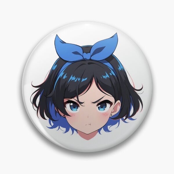 Item preview, Ruka Sarashina Rent A Girlfriend Chibi Angry Blue Bow designed and sold by 108Recordings.