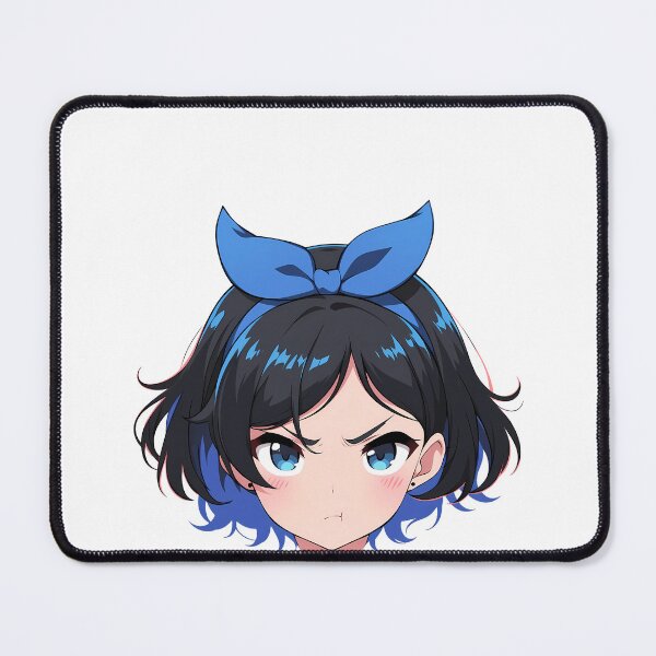 Item preview, Ruka Sarashina Rent A Girlfriend Chibi Angry Blue Bow designed and sold by 108Recordings.