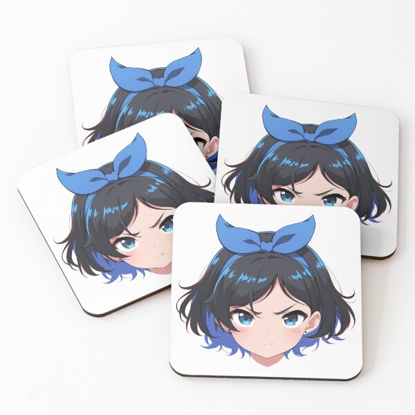 Item preview, Ruka Sarashina Rent A Girlfriend Chibi Angry Blue Bow designed and sold by 108Recordings.