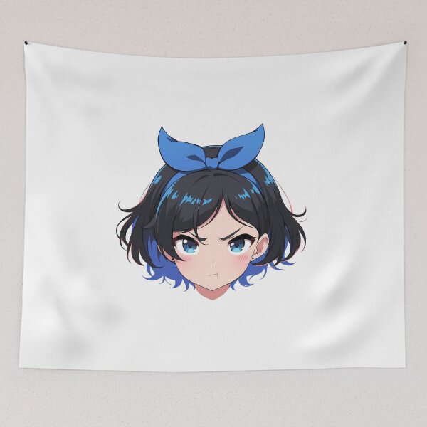 Item preview, Ruka Sarashina Rent A Girlfriend Chibi Angry Blue Bow designed and sold by 108Recordings.