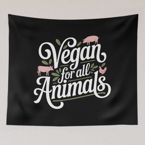 Item preview, Vegan for All Animals, Cow, Pig, Chicken, Vegan Lifestyle designed and sold by PunkNation-Arts.