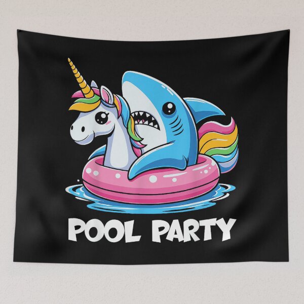 Item preview, Pool Party Funny Shark And Unicorn Swimming Summer designed and sold by RichardXRichard.