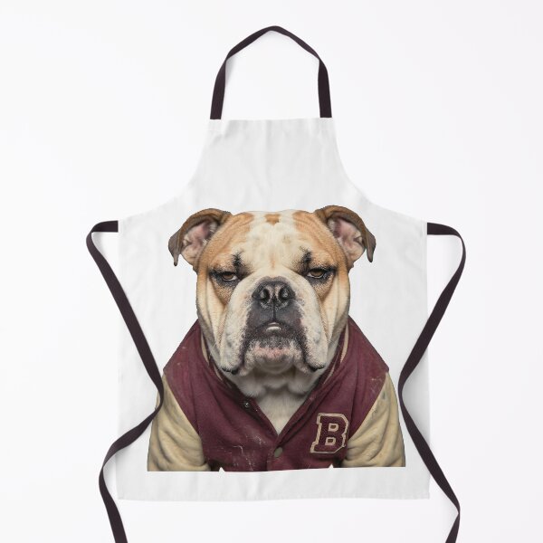 Item preview, Grumpy Bulldog in Varsity Jacket - Retro 80s High School Side-Eye Dog designed and sold by The Grumpy Pet Club.