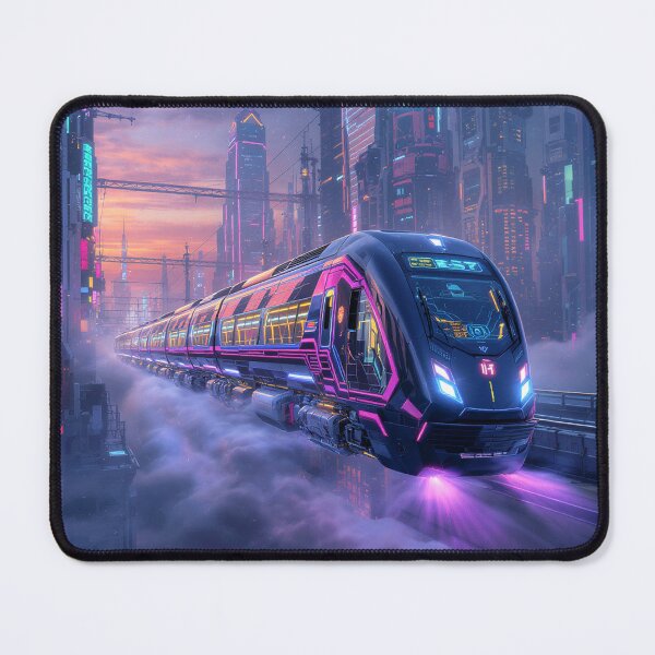 Item preview, Cyberpunk Futuristic Train Neon City Night Sci Fi Art designed and sold by MystArt1.