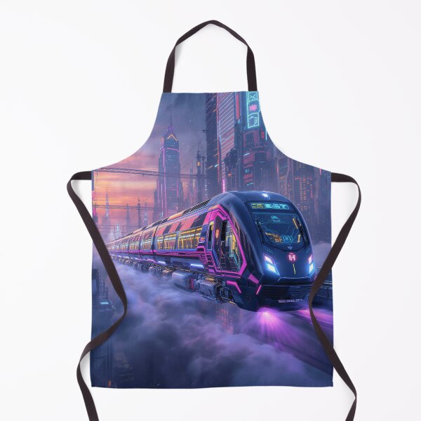 Item preview, Cyberpunk Futuristic Train Neon City Night Sci Fi Art designed and sold by MystArt1.
